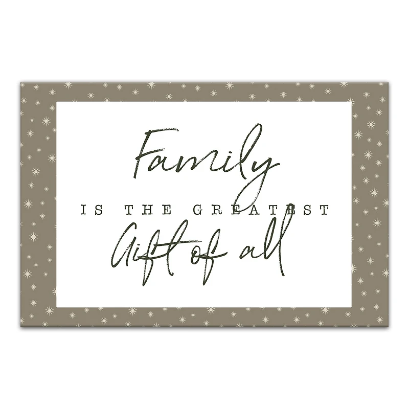 Family Greatest Gift Gray Twinkle Canvas Wall Art