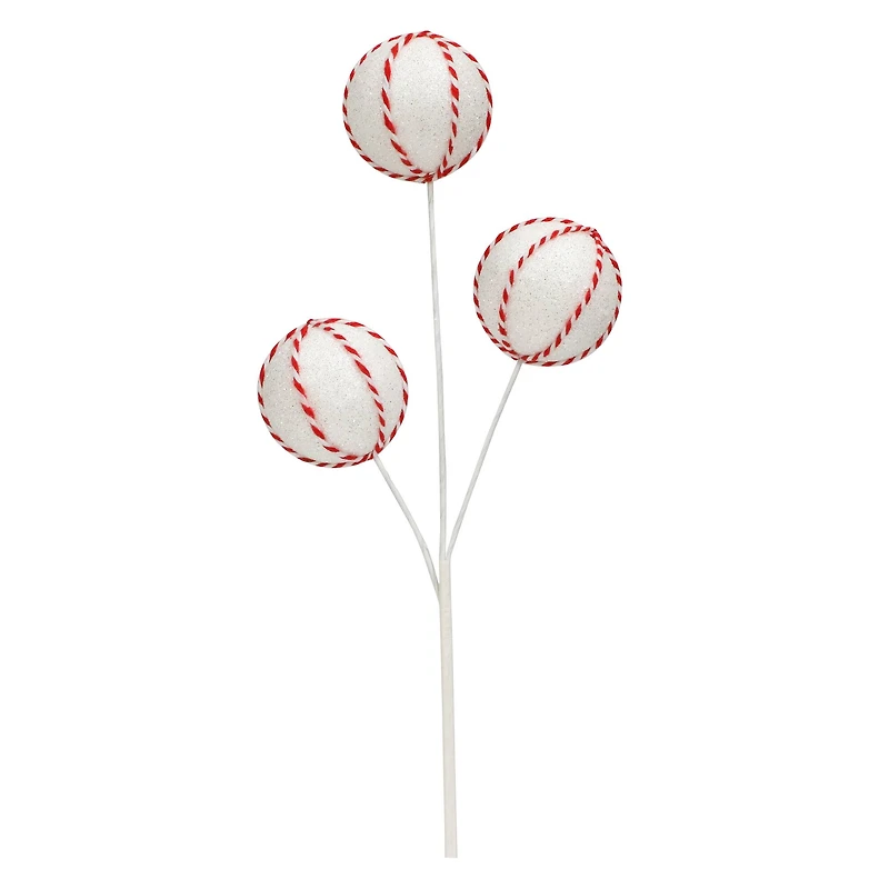 11.75" Red & White Ball & Twine Ornament Pick by Ashland®