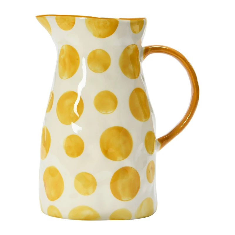 Hello Honey® 8.2" White & Yellow Stoneware Pitcher