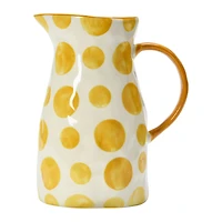 Hello Honey® 8.2" White & Yellow Stoneware Pitcher