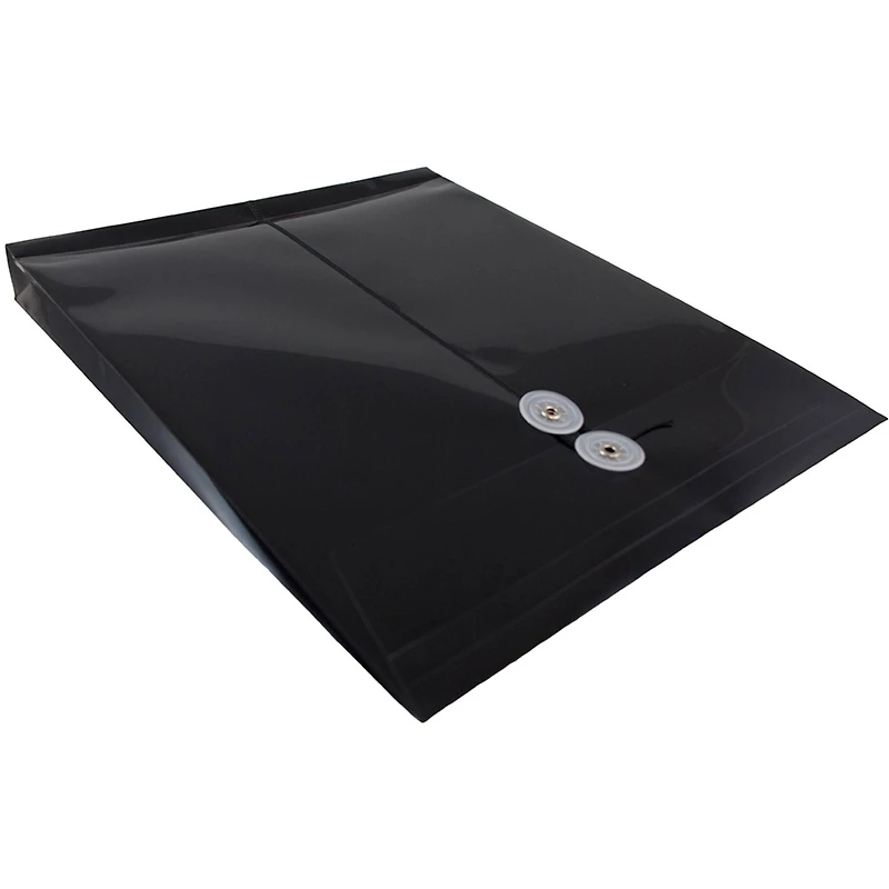 JAM Paper Letter Size Plastic Envelopes with Button & String Tie Closure