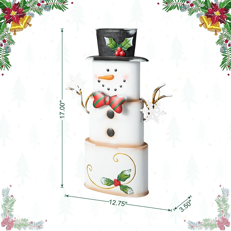 Glitzhome® 17" Metal Stacked Box Snowman Table Décor