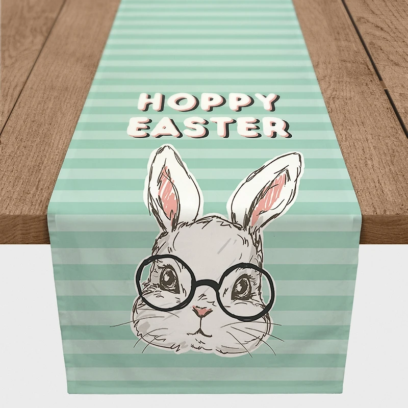 Bunny With Glasses 16" x 90" Poly Twill Table Runner