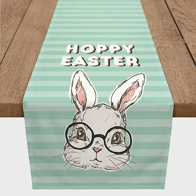 Bunny With Glasses 16" x 90" Poly Twill Table Runner