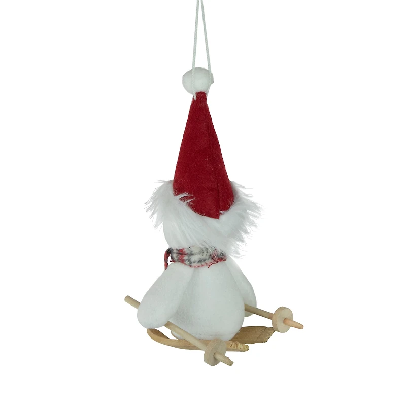 Skiing Snowman with Red Santa Hat Ornament