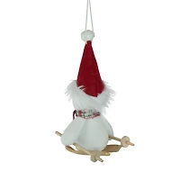 Skiing Snowman with Red Santa Hat Ornament