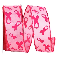JAM Paper 1.5" x 20yd. Pink Breast Cancer Awareness Wired Ribbon