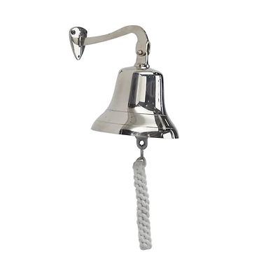 7.5" Silver Nautical Bell Wall Accent with Rope Pull