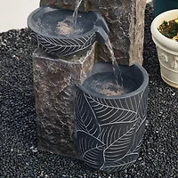 Glitzhome® 33" Natural Leaf Textured 4-Tier Outdoor Fountain