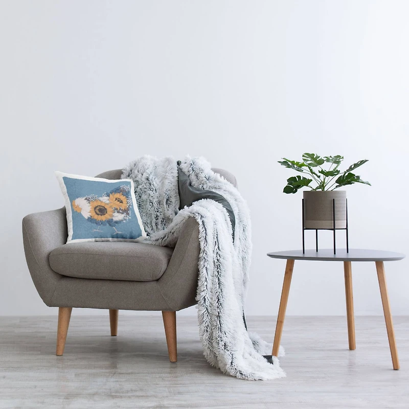 Stupell Industries Abstract Chicken Portrait Sunflower Body Botanical Pattern Throw Pillow 18" x 18"