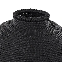 13" Black Handmade Wrapped Pot Metal Vase