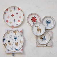 Hello Honey® 5" Mixed Woodland Print Round Stoneware Plates, 12ct.