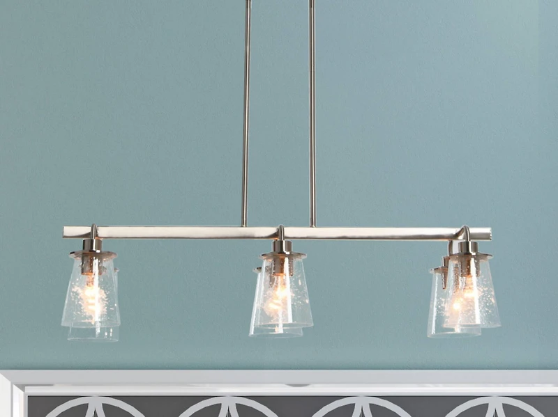 Hello Honey® Robert Stevenson Lighting Jameson Metal & Seedy Glass 6-Light Linear Chandelier