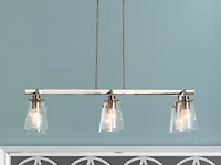Hello Honey® Robert Stevenson Lighting Jameson Metal & Seedy Glass 6-Light Linear Chandelier