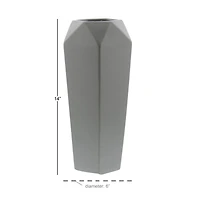 14" Light Gray Matte Stoneware Contemporary Vase