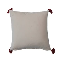 Hello Honey® 18" Red, White & Gold Printed Cotton Pillow with Tassels