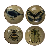 Hello Honey® 9" Insect & Bird Design Stoneware Plate Set