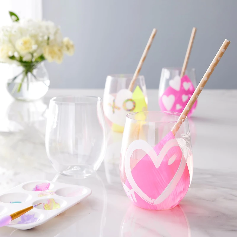 12oz. Clear Plastic Stemless Wine Glasses by Celebrate It™, 20ct.