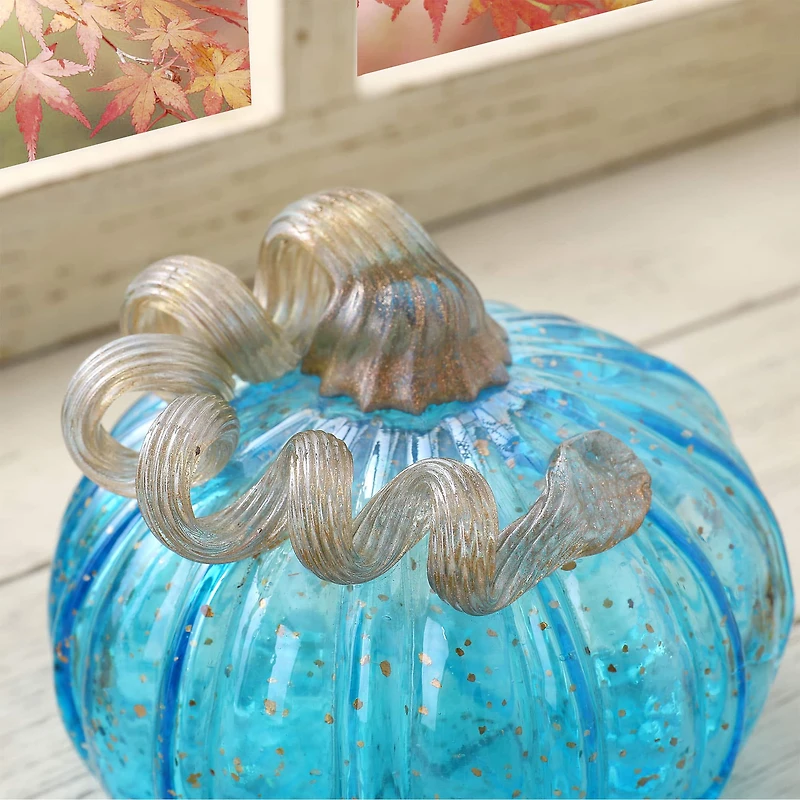 Glitzhome® Small Glass Pumpkin, Blue
