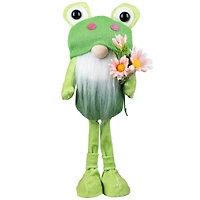 14.5" Standing Spring Gnome with Glittered Frog Hat