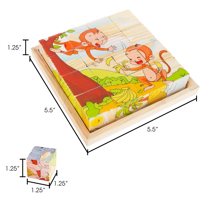 Toy Time Zoo Animals 6-in-1 Block Puzzle Set