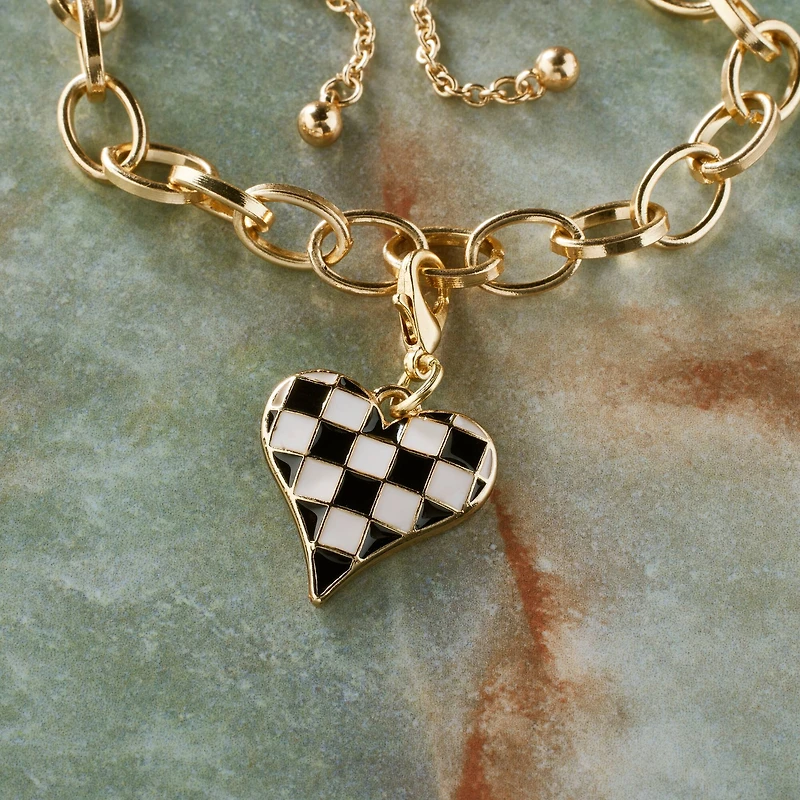 Black & White Checker Heart Charm by Bead Landing™