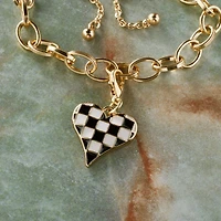 Black & White Checker Heart Charm by Bead Landing™