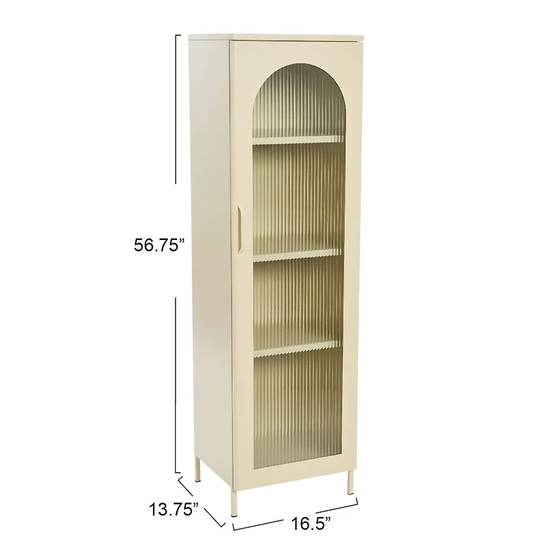 Hello Honey® Solstice 5ft. Tall Metal Accent Cabinet with Arched Glass Door