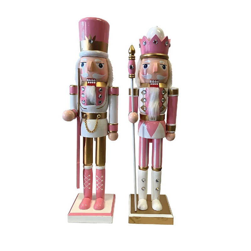 Santa's Workshop 14" Pink & Gold Nutcracker Set