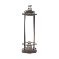 Brown Iron Industrial LED Lantern, 13" x 4" x 4"