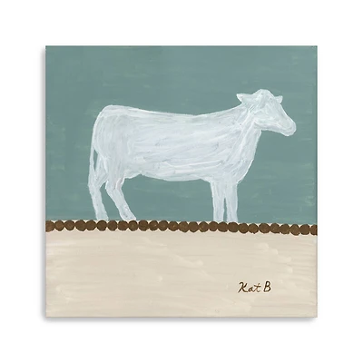 Out To Pasture V White Cow Canvas Giclee