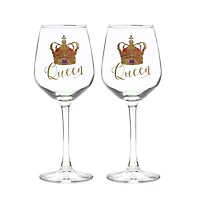 12oz. Queen & Queen Wine Glass Set