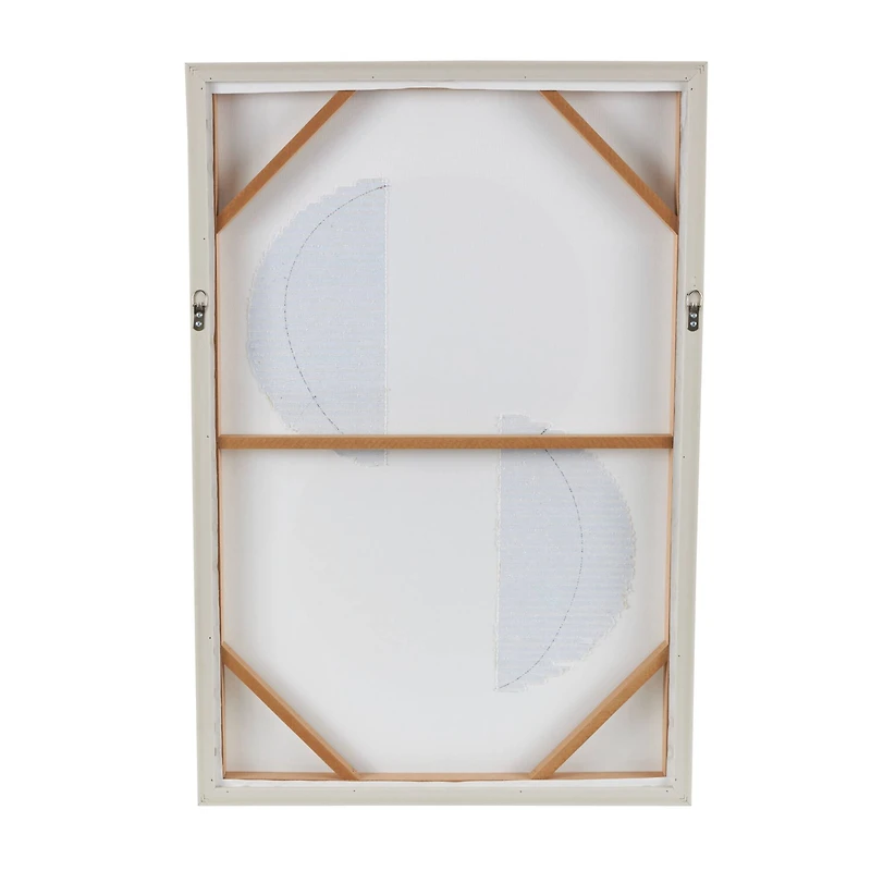 25" x 37" Wooden Geometric Circle Wall Art with White Fabric Detailing