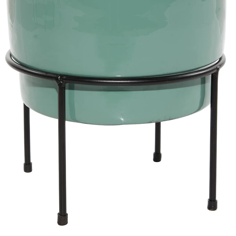 The Novogratz Teal Metal Contemporary Planter Set