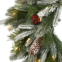 24" LED Snowed Pinecone Christmas Wreath