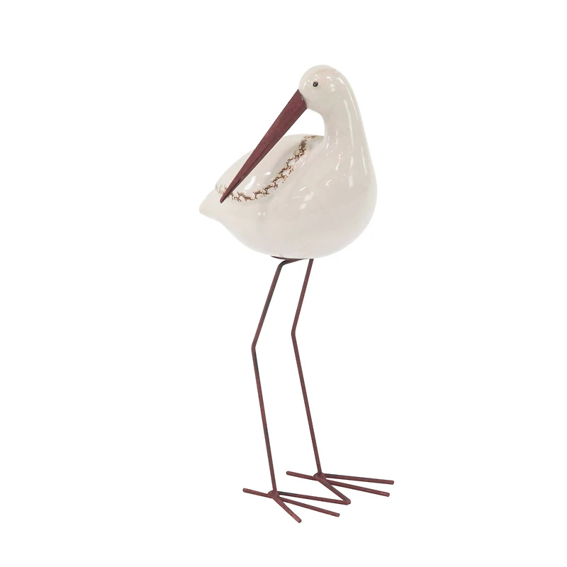 White Stoneware Coastal Birds Sculpture Set