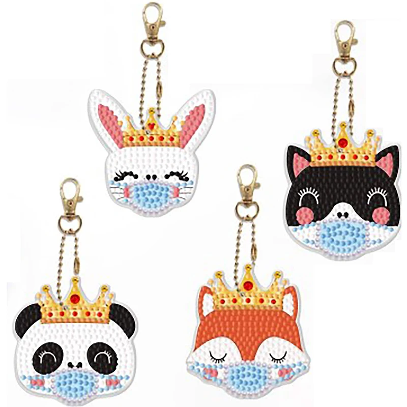 Sparkly Selections Animals Wearing Masks Diamond Painting Keychains Kit