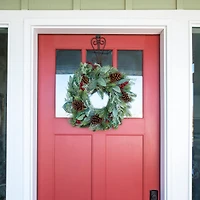 Village Lighting 24" Pre-Lit Winter Frost Christmas Wreath, Clear LED Lights