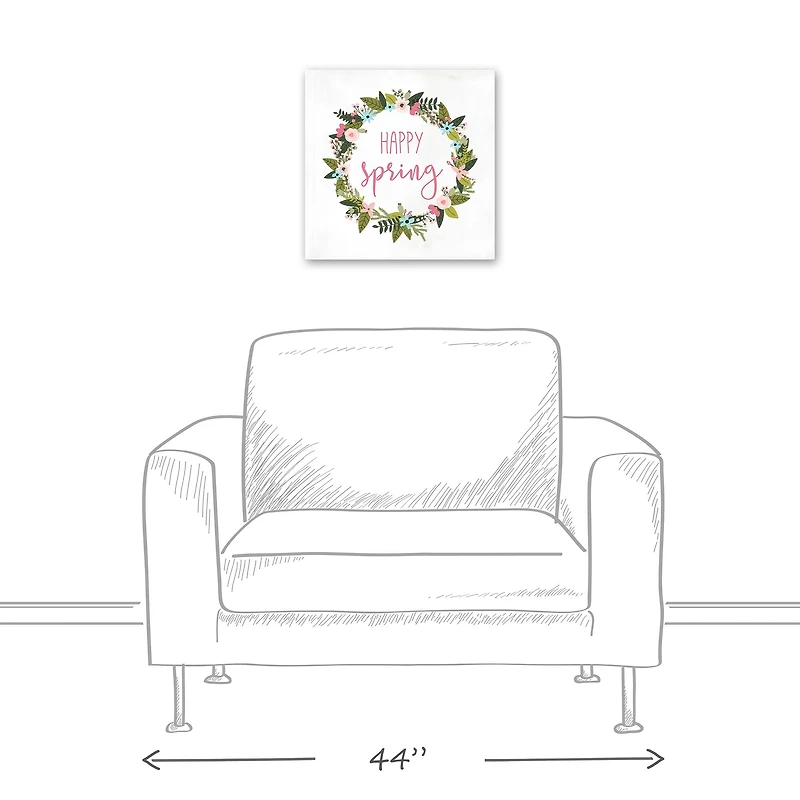 Happy Spring Wreath 16" x 16" Canvas Wall Art