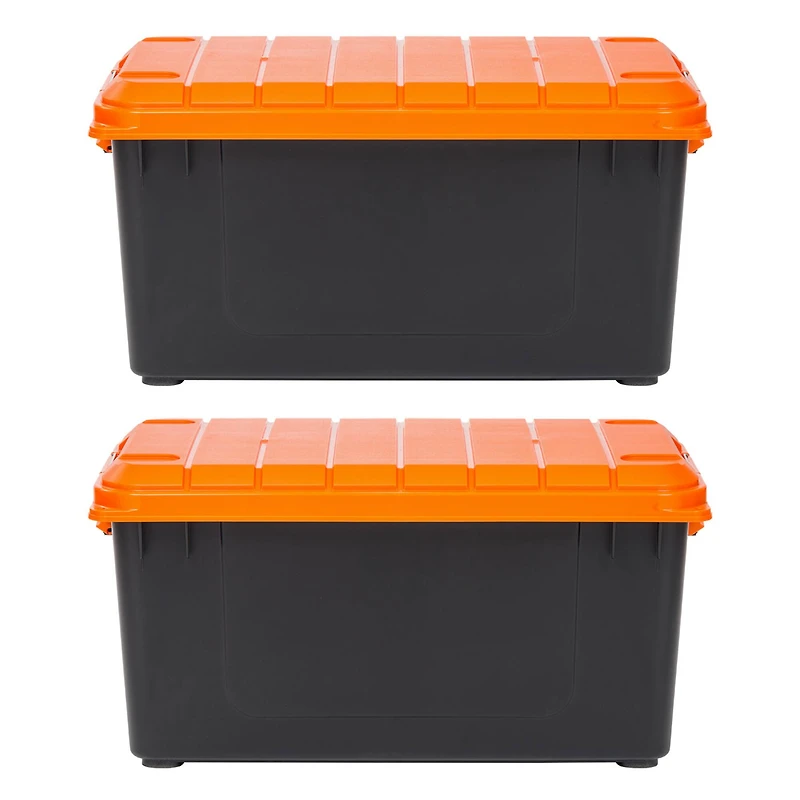 IRIS® 82qt. Black Heavy Duty Store-It-All Totes with Orange Lids, 2ct.