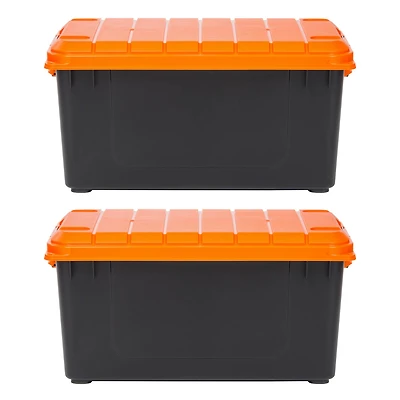 IRIS® 82qt. Black Heavy Duty Store-It-All Totes with Orange Lids, 2ct.