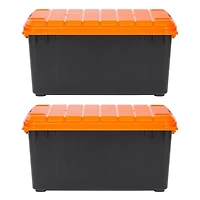 IRIS® 82qt. Black Heavy Duty Store-It-All Totes with Orange Lids, 2ct.
