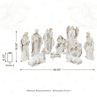 Glitzhome® 10-Piece Ivory & Gold Resin Nativity Figurine Set