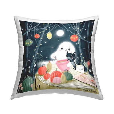 Stupell Industries Halloween Ghost & Cat Baking Throw Pillow