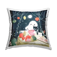 Stupell Industries Halloween Ghost & Cat Baking Throw Pillow