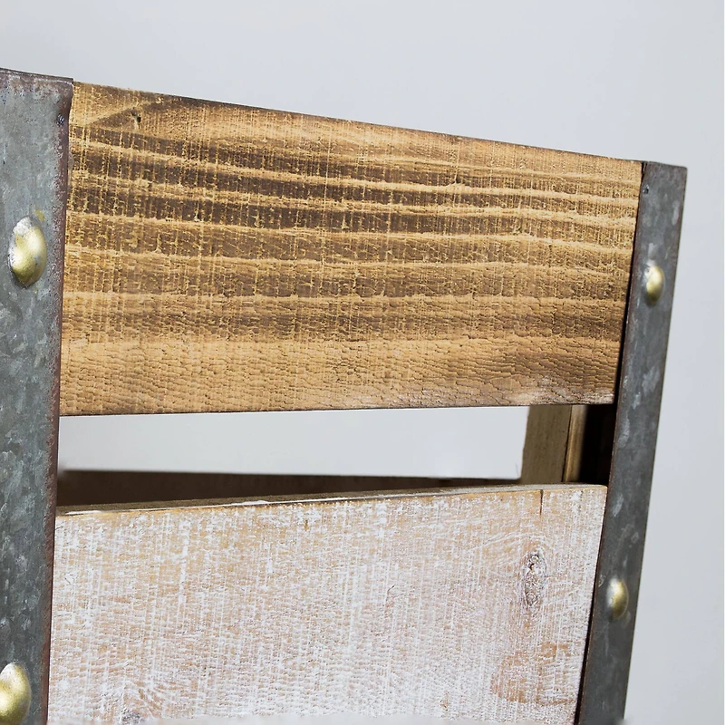 17.5" Wood & Metal Storage Crate
