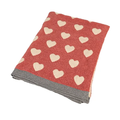 Hello Honey® Pink & White Hearts Cotton Knit Chenille Baby Blanket