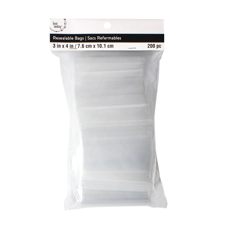 12 Packs: 200 ct. (2,400 total) 3" x 4" Clear Resealable Bags by Bead Landing™
