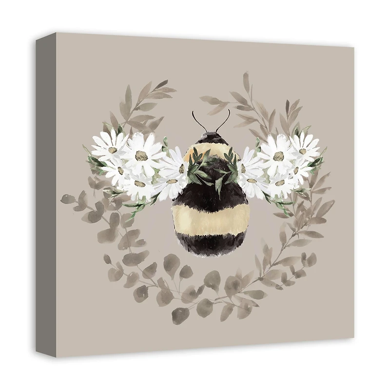 Bumble Bee Wreath 16" x 16" Canvas Wall Art