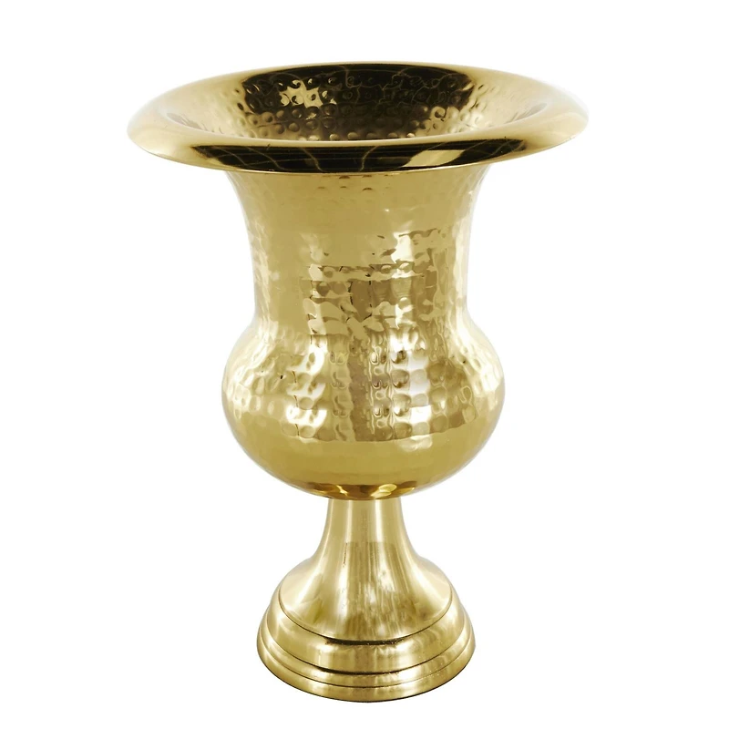 13" Gold Aluminum Hammered Goblet Vase